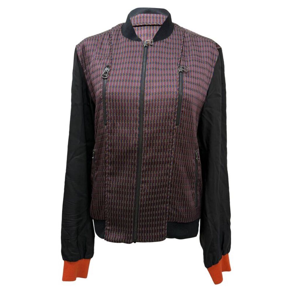 Lanvin Patterned Zipped Bomber Jacket in Multicolor Polyester